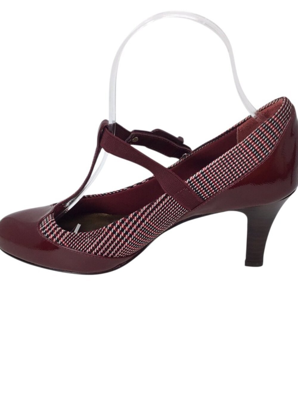 Circa Joan & David Enlighten Patent Leather Plaid Heels Mary Jane T Strap 7 M - Picture 6 of 11